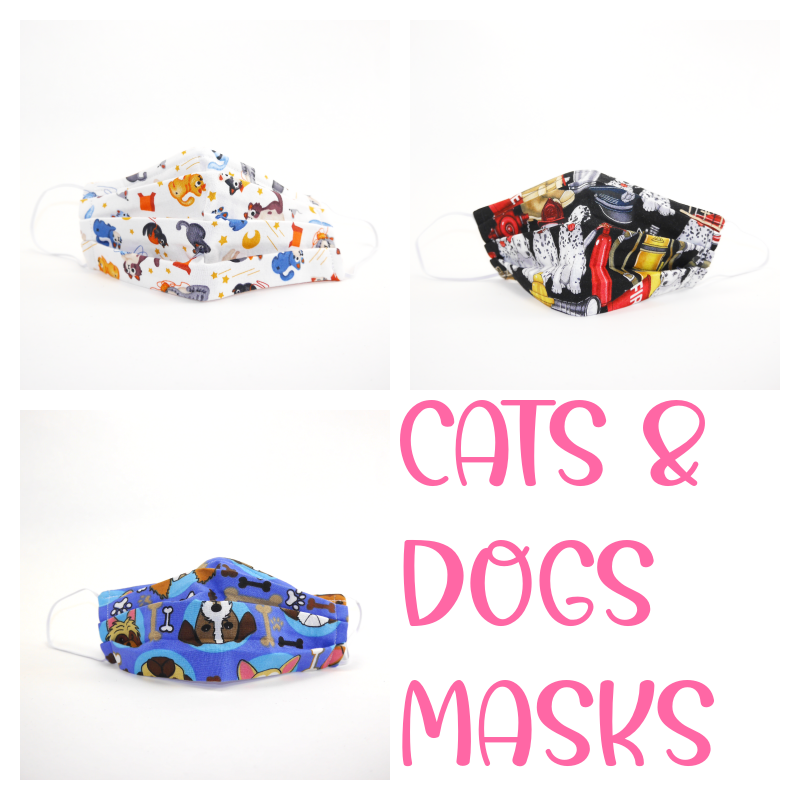 Cats and Dogs themed Pleated Face Masks