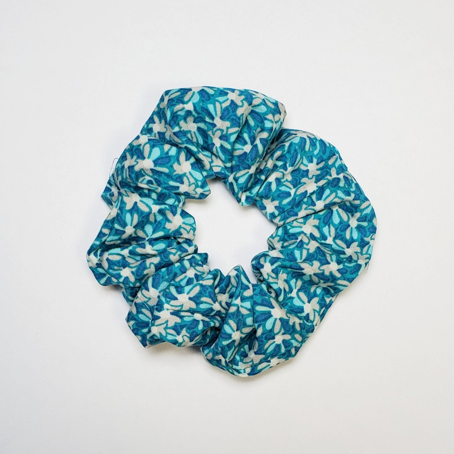 Teal Scattered Floral Scrunchie