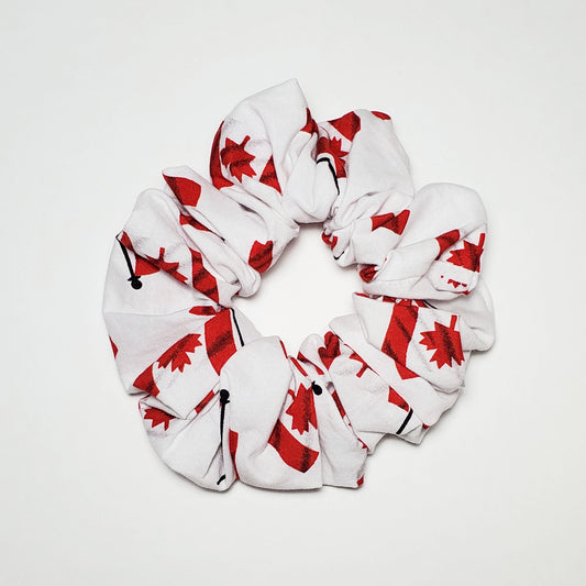 White Canadian Flag Large Scrunchie