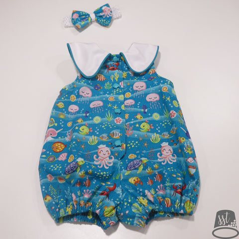 Under the Sea Ruffled Romper and Bow set