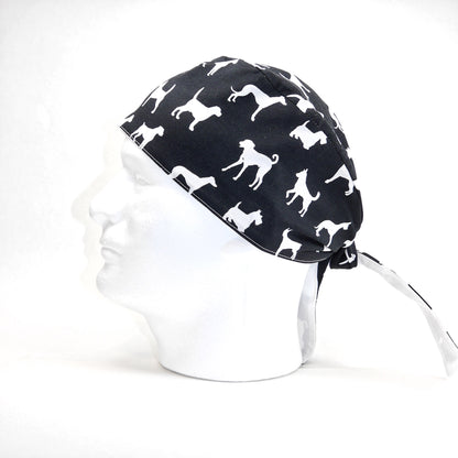 Black Silhouette Dog print Scrub Cap