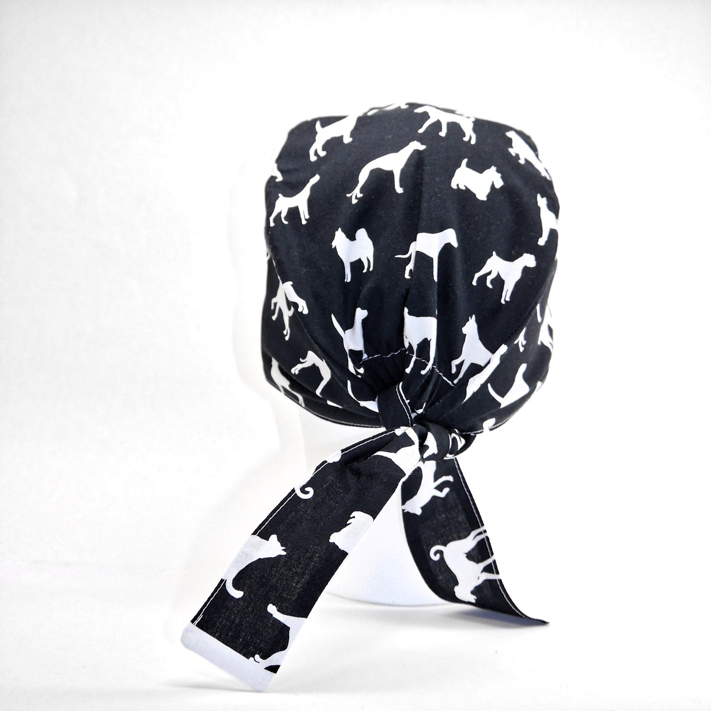 Black Silhouette Dog print Scrub Cap